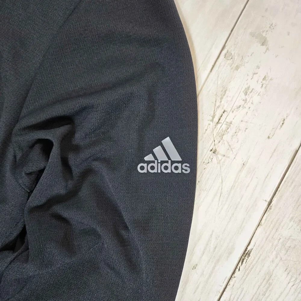 Adidas Mens Quarter Zip Pullover Size S Black Athletic Long Sleeve Sweatshirt